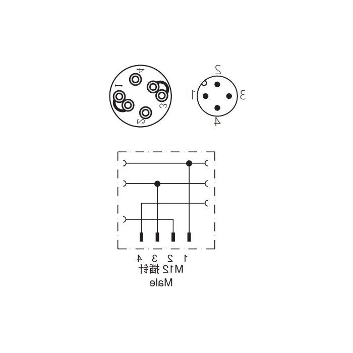 M12 4Pin、公头直型、直插式连接、Y型分线器、64FX21